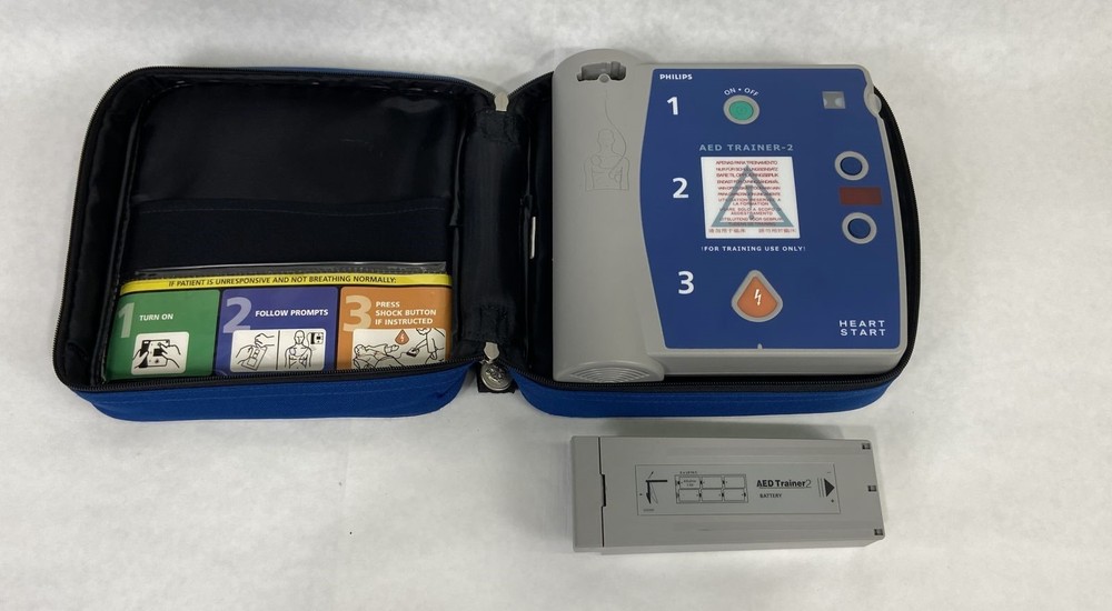 Philips M3752A HeartStart AED Trainer 2 w/ Case + Battery Holder (6x PC1400)