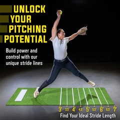 Gosports Softball Pitching Mat Stride Lines – Indoor Outdoor Antislip Rubber