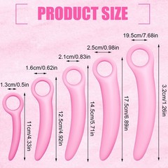 Tisancy 5 Size Silicone Pelvic Floor Muscle Dilator Exerciser Rose Red