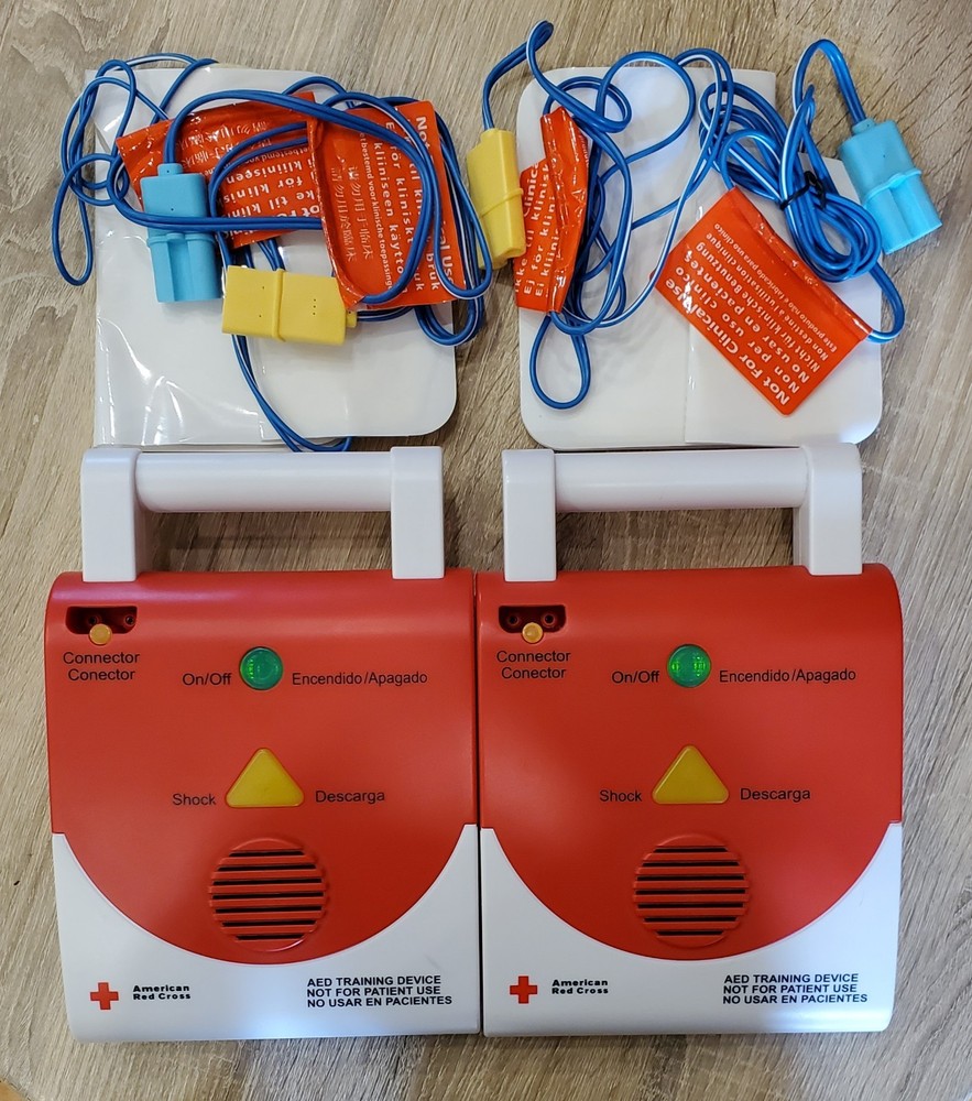 2 American Red Cross AED Trainer Training Practice Device English & Spanish