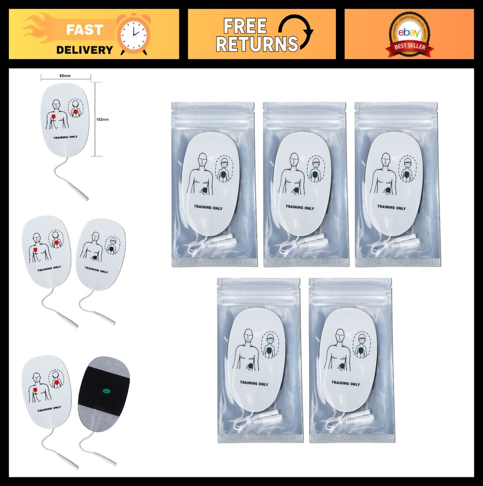 Mini AED Trainer Pads – 5 Pairs Practice Pads for Adult & Child Use, Replacement