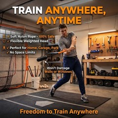 Tiluobat Yellow Baseball Rope Swing Training Bat Comes 12 Training Balls And 1