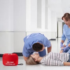 Portable AED First Kit with CPR Mask, Gloves & Scissors – Essential Safety Set
