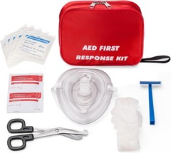Portable AED First Kit with CPR Mask, Gloves & Scissors – Essential Safety Set