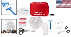 Portable AED First Kit with CPR Mask, Gloves & Scissors – Essential Safety Set