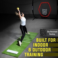 Gosports Softball Pitching Mat Stride Lines – Indoor Outdoor Antislip Rubber