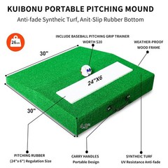 Kuibonu Pitching Mound Portable Baseball Pitchers Mound Pitching Rubber