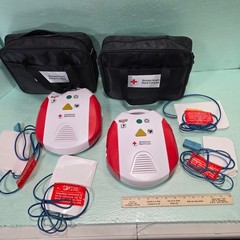 American Red Cross AED Trainer CPR Training Defibrillator w Pads & Case SET OF 2