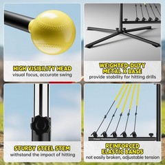 Jascopro Baseball Swing Trainer 5 Power Bandsheight Adjustable 31-47 Inches