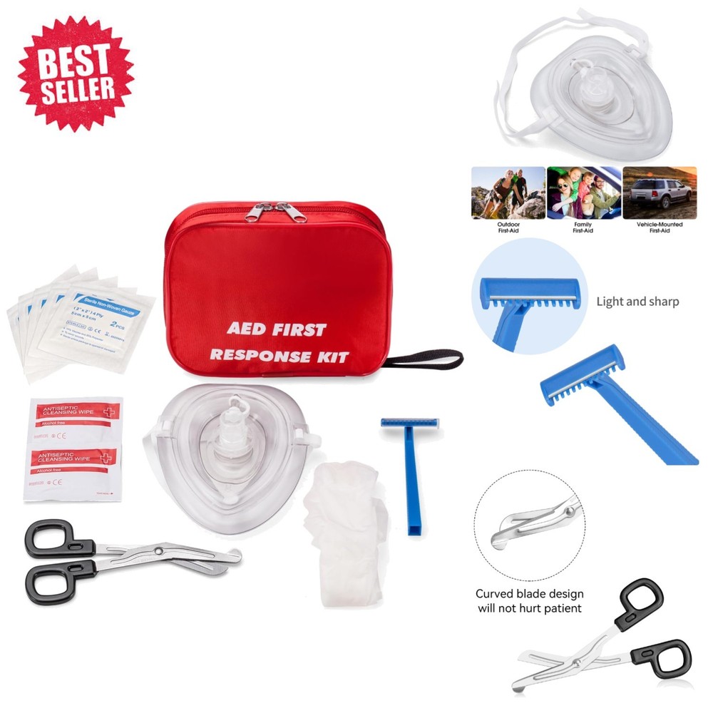 Comprehensive AED First Kit with CPR Mask, Gloves & Wipes for Training Needs