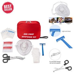 Comprehensive AED First Kit with CPR Mask, Gloves & Wipes for Training Needs