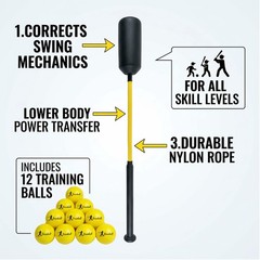 Tiluobat Baseball Swing Trainer Bat with 12 Soft Practice Balls Carry Bag