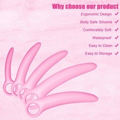 Tisancy 5 Size Silicone Pelvic Floor Muscle Dilator Exerciser Rose Red