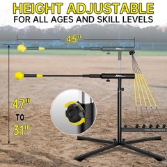 Jascopro Baseball Swing Trainer 5 Power Bandsheight Adjustable 31-47 Inches