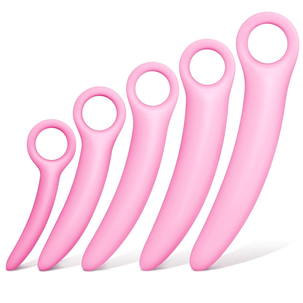 Tisancy 5 Size Silicone Pelvic Floor Muscle Dilator Exerciser Rose Red