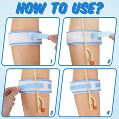 Tondiamo 4 Pcs Catheter Holder Urine Drainage Bag Leg Band Straps Blue