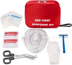 Comprehensive AED First Kit with CPR Mask, Gloves & Wipes for Training Needs