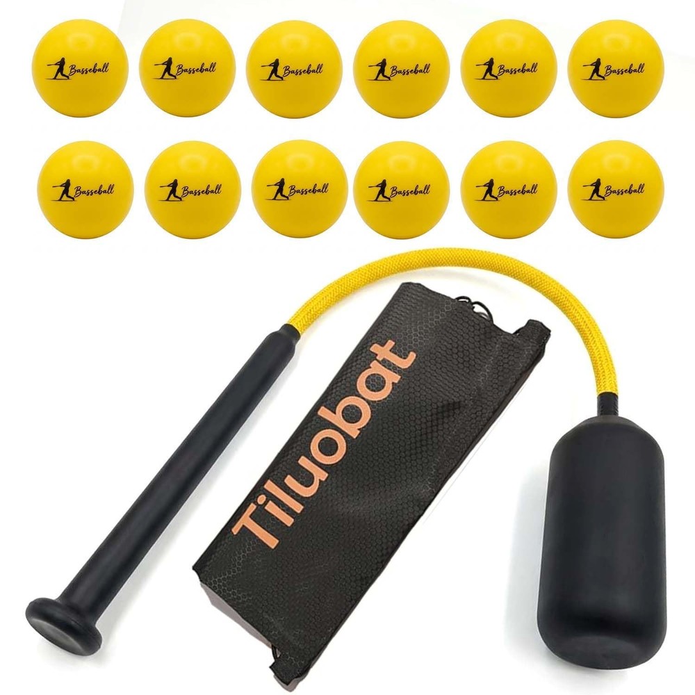Tiluobat Baseball Swing Trainer Bat with 12 Soft Practice Balls Carry Bag