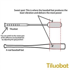 Tiluobat Yellow Baseball Rope Swing Training Bat Comes 12 Training Balls And 1
