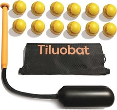 Tiluobat Yellow Baseball Rope Swing Training Bat Comes 12 Training Balls And 1