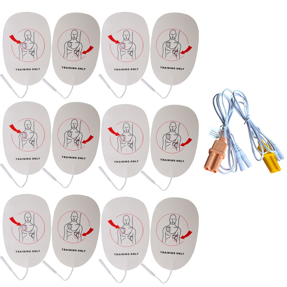 6 pairs AED Training Adult Pad XFT AED Training Replacement Pads + 2 cables