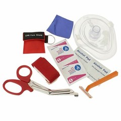AED First Aid Kit-CPR Rescue Mask with Case, Razor, Tourniquet, EMT Shears +More