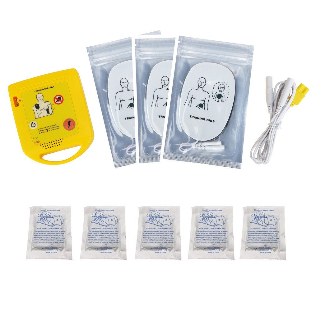 Pack of Mini AED Trainer XFT-D0009 First Aid CPR Training Pads + Face Shields