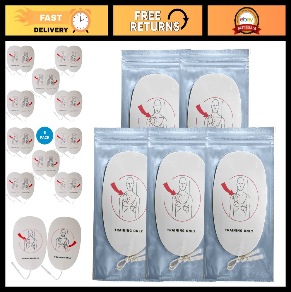 5 Pack AED Trainer Pads – Replacement Electrode Pads for Practi-Trainers, Adult