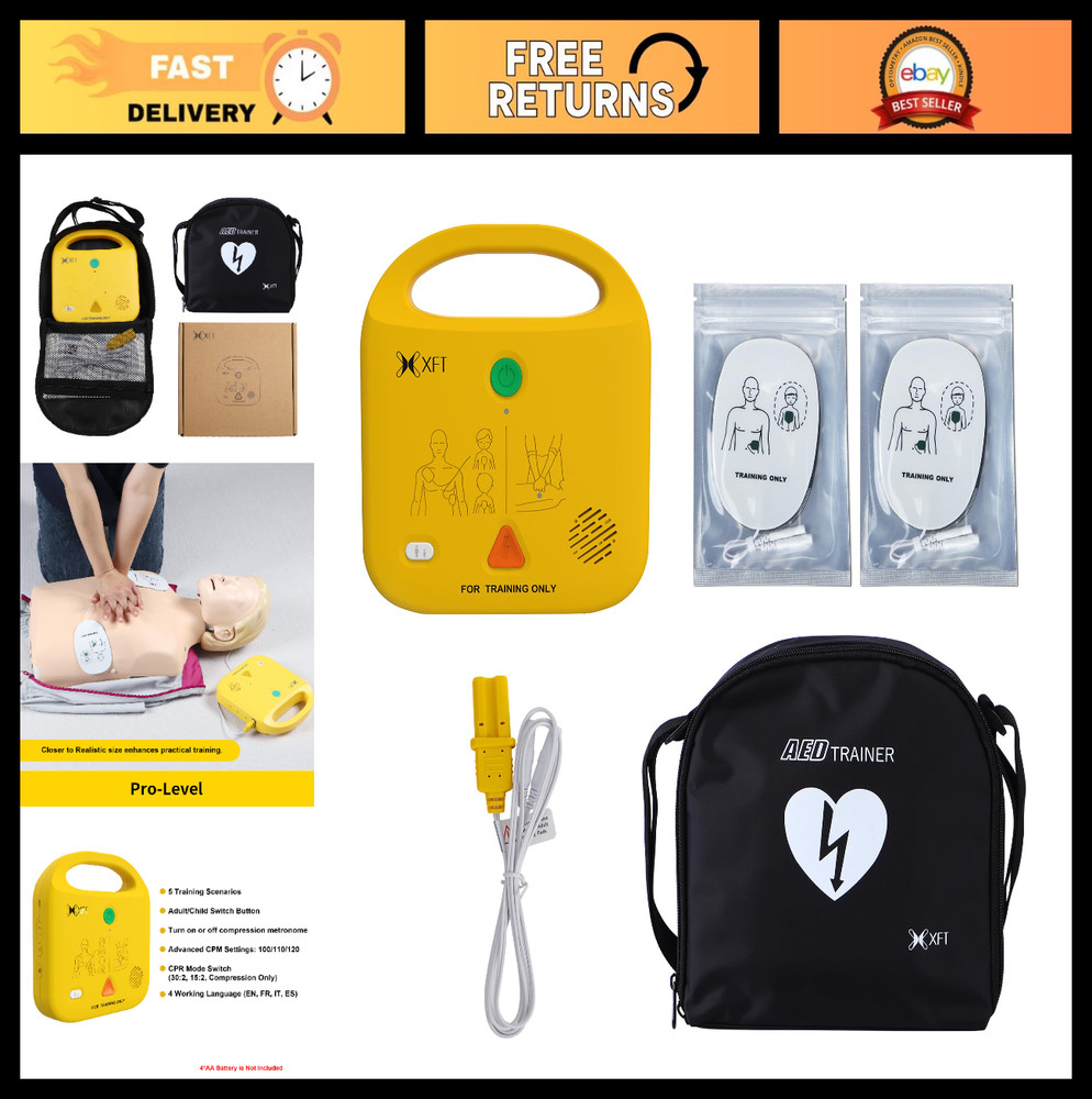 AED Trainer Device for First Aid Classes – 5 Training Modes, Voice Prompts, Prac