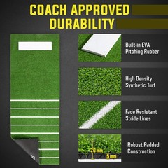 Gosports Softball Pitching Mat Stride Lines – Indoor Outdoor Antislip Rubber